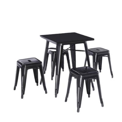 China Modern design black porcelain furniture metal chairs and tables for fast food restaurant TMT-001 for sale