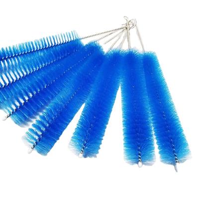 China Sustainable Custom Made Blue Nylon Stainless Steel Cleaning Brush For Drinking Straws for sale