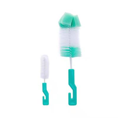 China Viable/Set 2 Pieces Baby Bottle Nipple Brush Long Handle Tea Sponge Cup Brush Set for sale