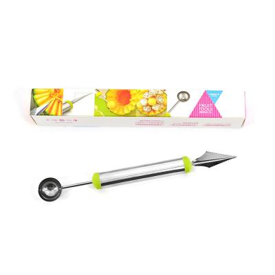 China Melon Baller Scoop Spoon Stainless Steel Fruit Food Cutting Knife Tool Food Viable Dual Head Scoop for sale