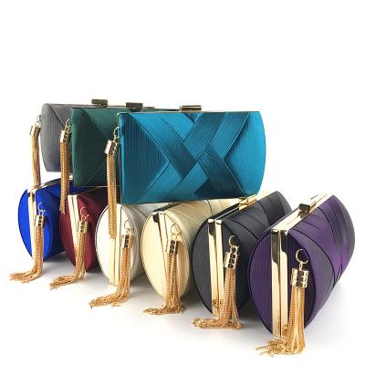 China Fashion New Lady Cosmetic Bag Tassel Pendant Evening Bag Silk Satin Dress Bag Wedding Handbag for sale