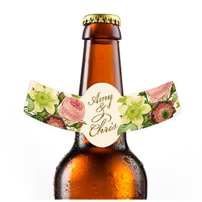 China Waterproof Adhesive Vinyl Wine Bottle Neck Label Sticker Hologram Beer Bottle Neck Labels for sale