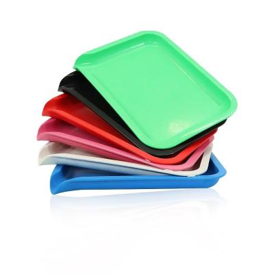 China Custom Biodegradable Smoke Herb Tray BIO Tray With Discharge Spout Serving Hot Sale Logo Rectangle Recycled Plastic PLA Rolling Eco-friendly for sale