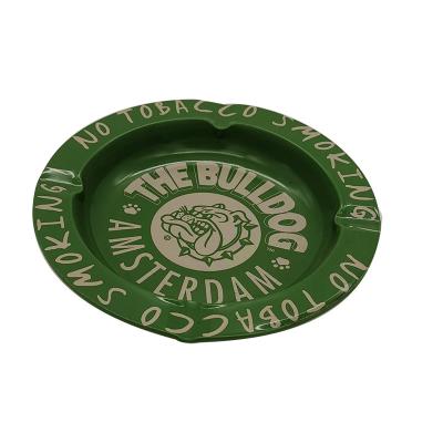 China Simply Hot Sale Custom Mini Small Pocket Tinplate Tobacco Logo Round Tray Portable Cigar Metal Ashtray for Smoking for sale