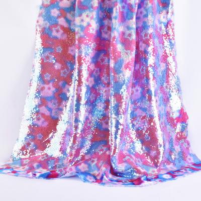 China Other Factory Supply Shiny Flip Reversible Sequin Embroidery Printed Lace Fabric For Dress for sale