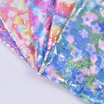 China Other Wholesale Floral Shiny Flip Reversible Printing Sequin Embroidery Lace Fabric For Cloth for sale