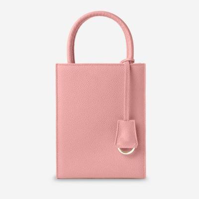 China Luxury pebbled leather mini tote women cross-body strap bag complete with rounded handles for sale