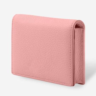 China Fashion customized luxury pebbled-leather wallet fold to close credit card case for sale