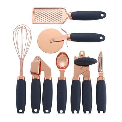 China Latest Kitchen Utensils Stainless Steel Kitchen Viable Copper Coated Instruments Tools 7 Piece Kitchen Household Utensil Accessories Set for sale