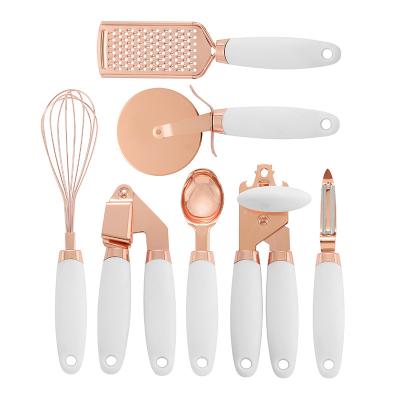 China Viable Stainless Steel Wire Cheese Cutter Anti-Slip Handles Colorful Cookware Set Rose Gold Kitchen Accessories for sale