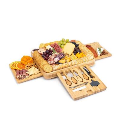 China Sustainable Wholesale Bamboo Cheese Boards Cheese Boards And Knife Set Large Charcuterie Board Serving Platter for sale