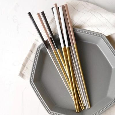 China Sustainable Metal Silver Gold Stainless Steel Reusable Chopsticks for sale