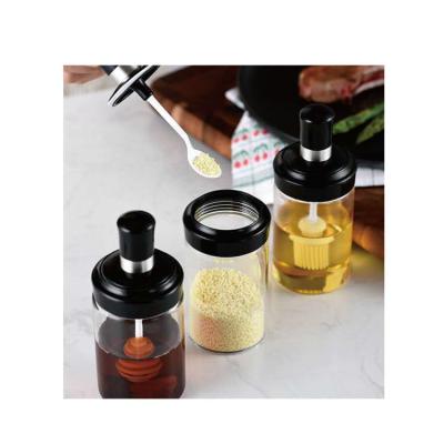 China Current heatable TOMONI! ! ! Newly 300ml Storage Organizer Salt And Pepper Spice Jar Glass Seasoning Box for sale