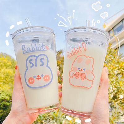 China Minimalist Glass Milk Ball Juice Tumbler Mug Printing Decal Tumbler Decorative Glass Drinking Mugs Print Glasses for sale