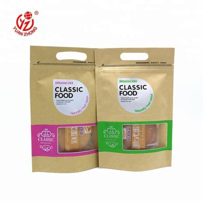 China Recycled Materials Eco - Friendly Plastic Snack Packaging Kraft Paper Bag , Standup Pouches With Clear Window for sale