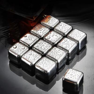 China Sustainable Bar accessories cooling stones stainless steel 304 whiskey ice cube for cola wine drinks for sale