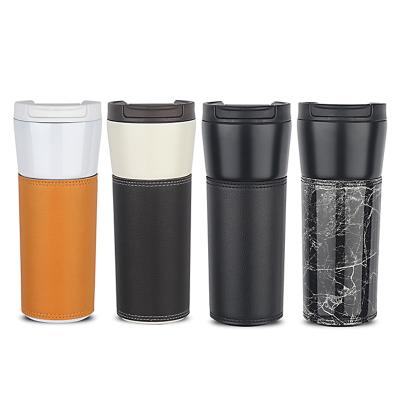 China Business Factory custom leather cup  stainless steel 500ml insulated water cup for sale