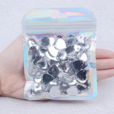 China Factory Direct Sale Heart Shape Acrylic Flatback Sew On Beads Crystal Clear Rhinestones Flatback DIY Clothing Decorations Acrylic Gem for sale