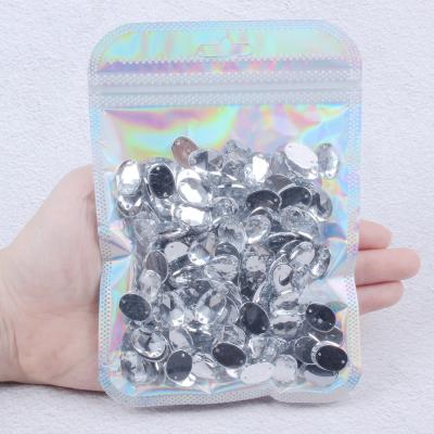 China Factory Direct Selling Flatback Oval Shape Acrylic Sew On Beads Crystal Clear Rhinestones Flatback DIY Clothing Decorations Acrylic Gem for sale