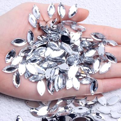 China New Flatback Bulk Pack Sew On Flat Back Rhinestone Flat Back Faceted Marquise Acrylic Rhinestones Crystal Stone For Dress Making Acrylic Gem for sale