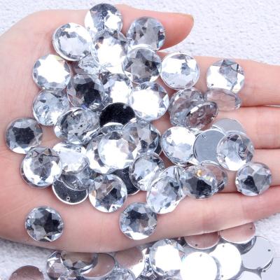 China Hot Sale Bulk Package Flatback Sew On Flat Back Half Rhinestones Around Acrylic Rhinestone Crystal Stone For Fashion Dress Making Acrylic Gem for sale