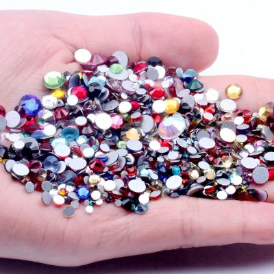 China New Style Non HotFix Glitter SS3-SS8 Crystal Stones Flat Back Nail 3D Rhinestones Nail Art Decoration DIY Glass Manicure Flat Back for sale