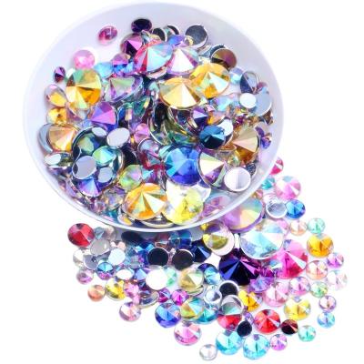 China New Flatback Style AB Color Pointed Mix 4-10mm Glue On Acrylic Rhinestones For Nails Art Phone Cases DIY Decorations Acrylic Gem for sale