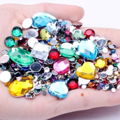 China New Style Flatback Round Rhinestones 1000pcs Non-Hotfix Acrylic Flat Back Rhinestones Nail Art Acrylic Gem Stones For Strass Decorations for sale