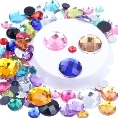 China Hot Sale 6-16mm Mix Size Flatback Acrylic Rhinestones Round Earth Facets Flatback Beads DIY Phone Cases Nails Art Supplieses Acrylic Gem for sale