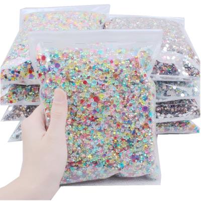 China Wholesale 2-6mm Mix Size 58000pcs Flatback Non Hotfix Glue On Resin Rhinestones For DIY 3D Garment Decorations Acrylic Gem for sale