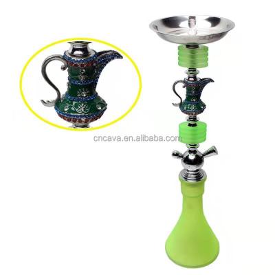 China Full plastic hookah smoking pipe double root pipe newcomer Shisha tool accessories zinc alloy glass shisha hookah for sale