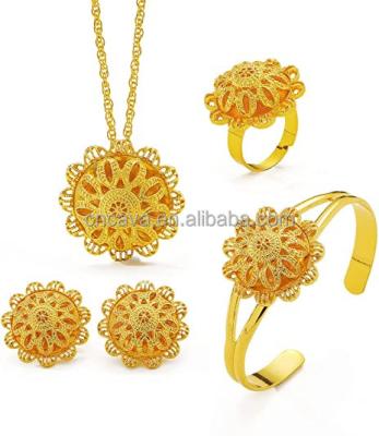 China Factory sale new CLASSIC hot ethiopian eritrean ethiopian eritrean gold plated women jewelry sets for wedding party wear for sale