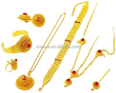 China CLASSIC lead and nickel free 24K gold plated ethiopian eritrean traditional stone women wedding jewelry sets for sale