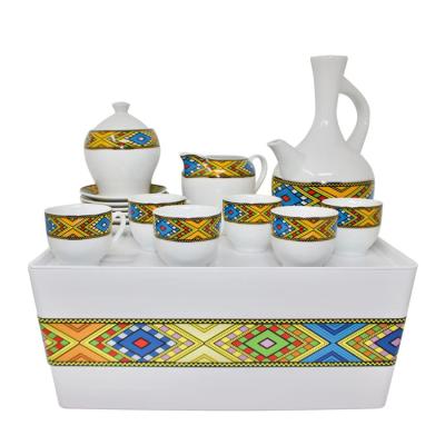 China Viable Ethiopian Arab Ethiopian design melamine100% tilet plastic table tray porcelain tea coffee set for sale