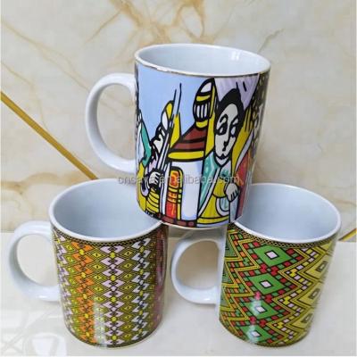 China Viable sabe design hot sale ethiopian eritrean coffee mug with saba design coffee mug milk cup for sale