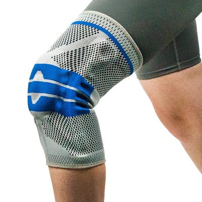 China Best Selling Adult Anti-slip Knee Protector Wave Band Knee Support Bar OEM Spring Support Silicone Spandex Knee Pads for sale