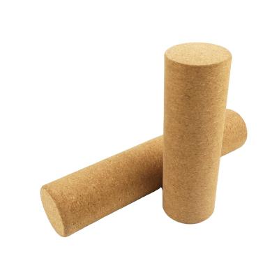 China Eco-friendly Natural Cork Yoga Pillar High Density Fine Grain Cork Yoga Pilates Block Dance Aid Fitness Massage Roller for sale