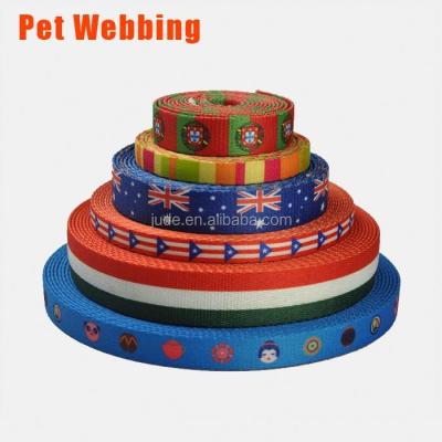 China Viable Custom Printed 25mm 20mm National Flag Pattern Heat Transfer Polyester Printed Pet Strap For Dog Leash for sale