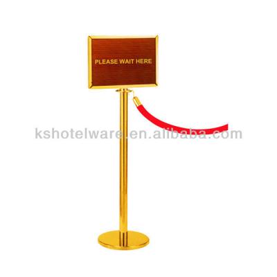 China 201#Stainless Steel Queue Rope Pole Sign Barrier Sign Holder Display Sign Holder for sale