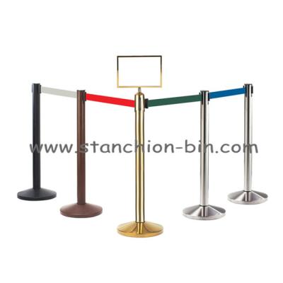 China 201#Stainless Braking Queue System Management Railing Steel Rack Metal Hotel Queue Barrier Retractable Belt Bracket for sale