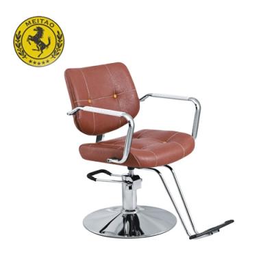 China Modern Antiqued Style Barber Hydraulic Chairs For Hair Synthetic Leather Spa Cheap Salon Orange Prices for sale