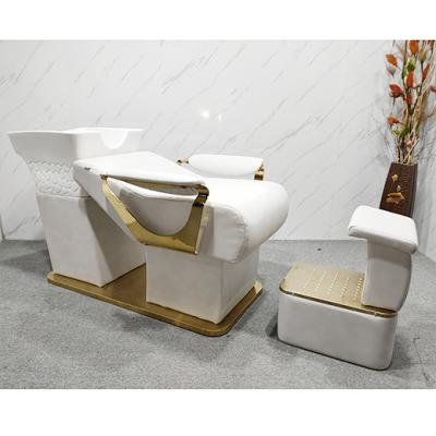 China Modern Hairdressing Furniture Salon Shampoo Bed Fiberglass Fix Backwash Shampoo Unit Bed Chairs for sale