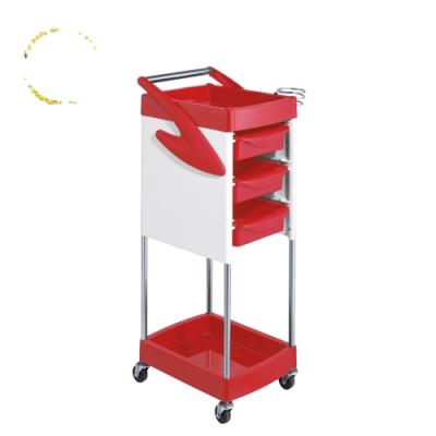 China Manufacture Professional Salon Barber Used Lockable Hair Cutting Cart Easy-Carry White Wash Trolley for sale