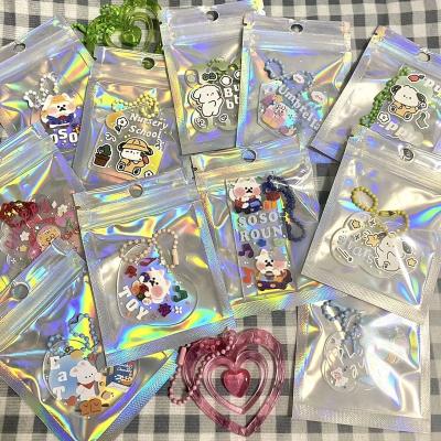 China Recyclable One Side Transparent Hologram Ziplock Mylar Hologram Tote Small Zipper Bags for sale