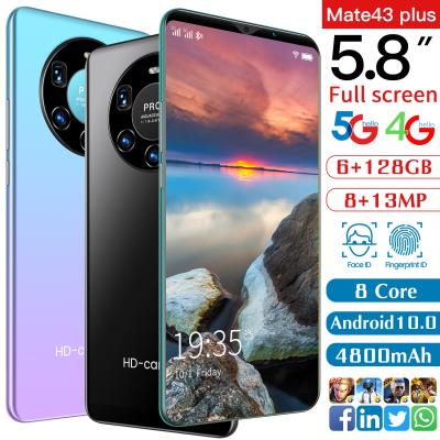 China 2022 Dual SIM Card Mate 43 5.8 Inch Plus Dual SIM Low Price Unlocked Cell 6+128GB Cheap Mobile Phones Android Smartphones 9.1 4G Smart Phones for sale