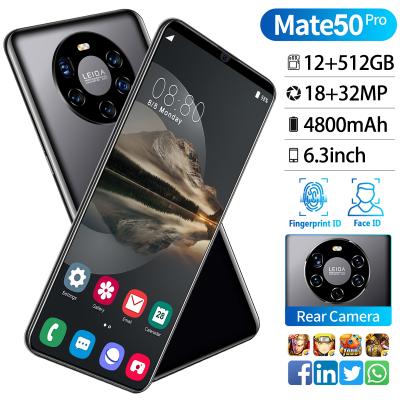 China 2022 Low Price Dual SIM Card Mate 50pro 12+512GB Dual Sim Unlocked 6.3 Inch Cell Phones Cheap Mobile Android Smartphones 9.1 4G Smart Phones for sale