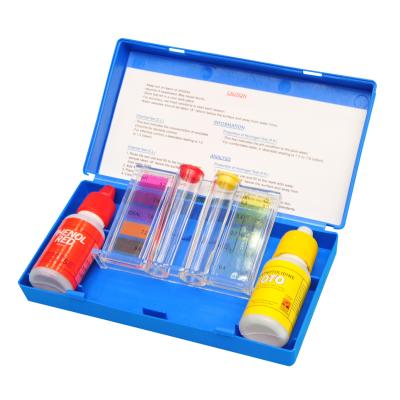 China Hot Selling Eco-friendly Blue Swimming Pool Water Test Kits 2 Ways pH Chemical Plastic Pool Test Kit for sale