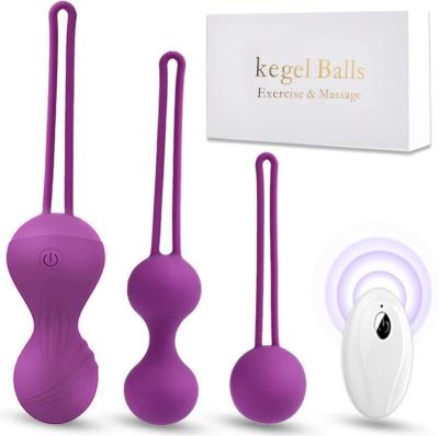 China Remote Control Kegel Tester Silicone Kegel Vibrating Ball Set Waterproof Soft Silicone Kegel Balls For Woman Exercise Trainer for sale