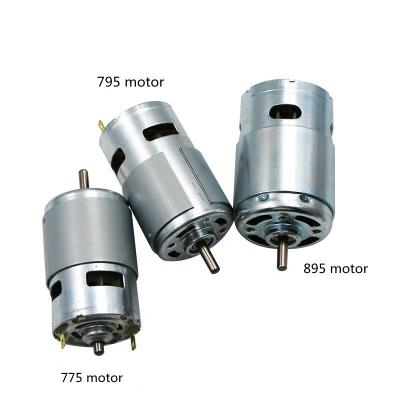 China Battery 775/795/895 Standard High Torque Double Ball Bearings 12V DC Motor Miniature Fan Motor for sale