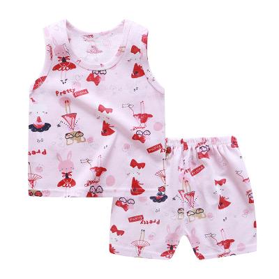 China Cute Pajamas Children's 100% Cotton Casual Summer Print Sleeveless Wear 8 for sale